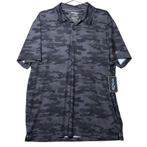Birdie Bound Polo‎ Shirt Men XL Grey Camo Performance Golf Active Short Sleeve